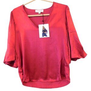 Nation Los Angeles Mel V-Neck Top Shirt Raspberry Jam Women Size S w/ Tag